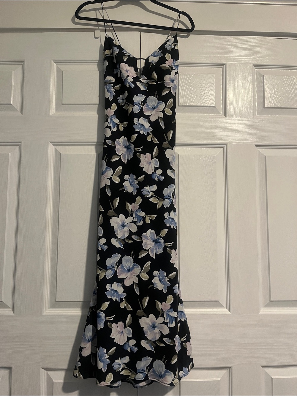 Abercrombie & Fitch Black Slip Dress with Blue and Cream Floral Print